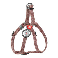 Шлея для кошек и мелких пород собак из восстановленного хлопка WAUDOG RE-COTTON с QR паспортом, светоотражающая, пластиковый фастекс, коричневый, XS, Ш 10 мм, В=C 28-40 см