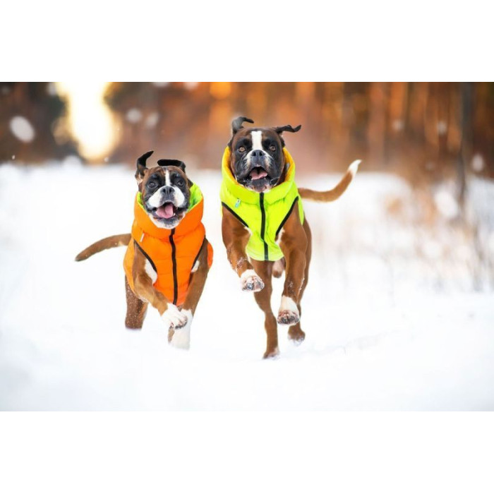 Двусторонняя курточка AiryVest для собак, оранжево-cалатовая S30 27-30 см 57-59 см