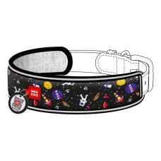 Эргономичная накладка на ошейник WAUDOG Nylon с QR-паспортом, рисунок "NASA", M-XL, для ширины ошейника 20-25 мм