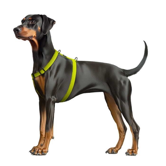 Шлея для собак водостойкая анатомическая Н-образная WAUDOG Magnet с QR-паспортом, магнитная пряжка-фастекс, L, Ш 25 мм, А 50-85 см, В 61-100 см, лимонный