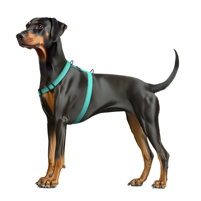 Шлея для собак водостойкая анатомическая Н-образная WAUDOG Magnet с QR-паспортом, магнитная пряжка-фастекс, L, Ш 25 мм, А 50-85 см, В 61-100 см, тиффани