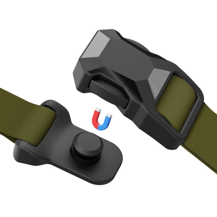 Шлея для собак водостійка анатомічна Н-подібна WAUDOG Magnet з QR-паспортом, магнітна пряжка-фастекс, М, Ш 20 мм, А 40-66 см, В 48-80 см, хакі