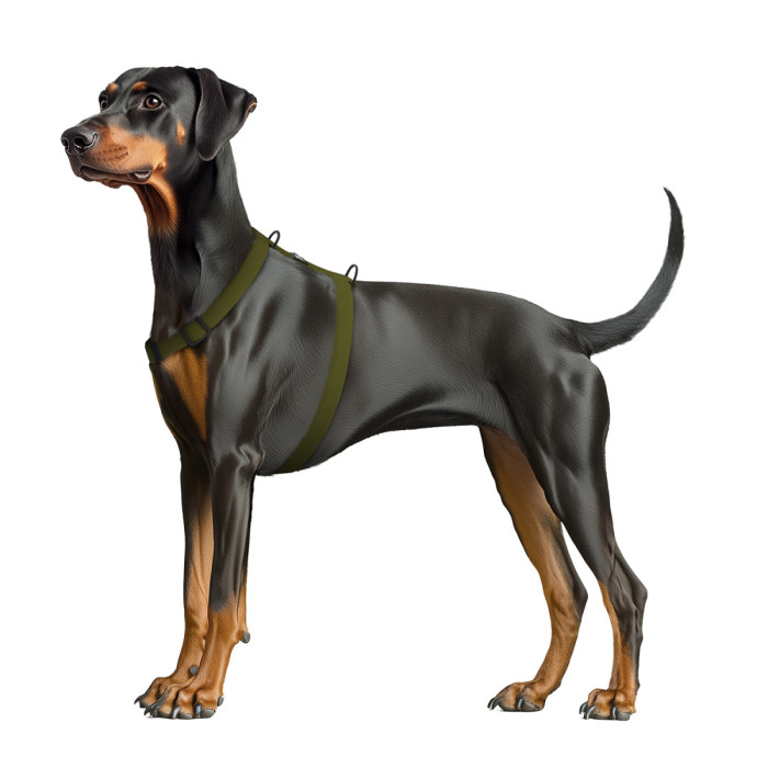 Шлея для собак водостійка анатомічна Н-подібна WAUDOG Magnet з QR-паспортом, магнітна пряжка-фастекс, М, Ш 20 мм, А 40-66 см, В 48-80 см, хакі