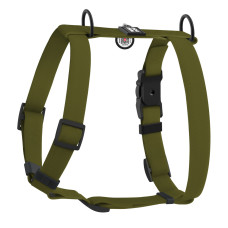 Шлея для собак водостійка анатомічна Н-подібна WAUDOG Magnet з QR-паспортом, магнітна пряжка-фастекс, S, Ш 15 мм, А 28-42 см, В 32-52 см хакі