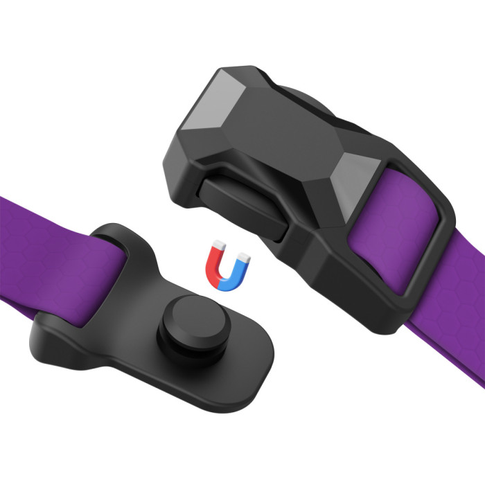 Шлея для собак водостойкая анатомическая Н-образная WAUDOG Magnet с QR-паспортом, магнитная пряжка-фастекс, М, Ш 20 мм, А 40-66 см, В 48-80 см, фиолетовый