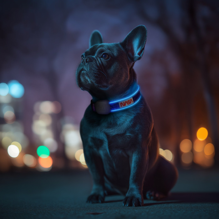 Нашийник для собак з підсвічуванням WAUDOG LED, NASA21, Type-C, M-L, Ш 25 мм, Дов 41-62 cm