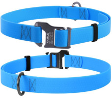 Нашийник WAUDOG Waterproof, водостійкий, пряжка гачок, Блакитний