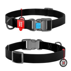 Нашийник WAUDOG Waterproof з QR паспортом, водостійкий, пластикова пряжка-фастекс, Чорний S 25-35 см