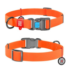 Нашийник WAUDOG Waterproof з QR паспортом, водостійкий, пластикова пряжка-фастекс, Помаранчевий S 25-35 см
