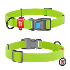 Нашийник WAUDOG Waterproof з QR паспортом, водостійкий, пластикова пряжка-фастекс, Салатовий S 25-35 см