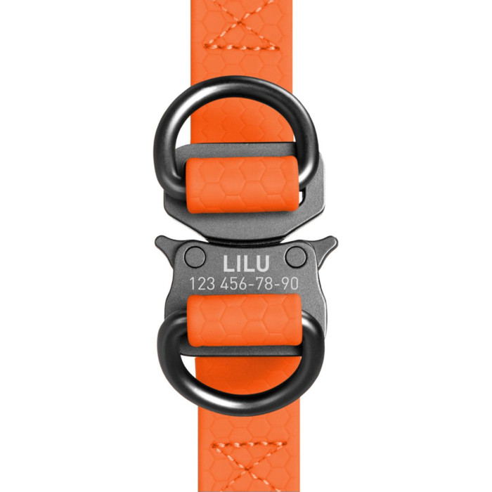 Шлея для собак водостійка WAUDOG Waterproof, c QR паспортом, металева пряжка-фастекс, Ш 15 мм, Дов 40-55 см помаранчевий