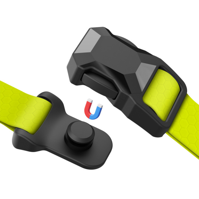 Ошейник для собак водостойкий WAUDOG Magnet c QR паспортом, магнитная пряжка-фастекс, XL, Ш 25 мм, Длин 38-58 см, лимонный