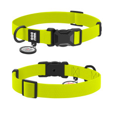 Ошейник для собак водостойкий WAUDOG Magnet c QR паспортом, магнитная пряжка-фастекс, S, Ш 15 мм, Длин 26-35 см, лимонный