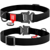 Нашийник WAUDOG Waterproof з QR паспортом, водостійкий, металева пряжка-фастекс, чорний XL 35-58 см