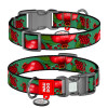 Ошейник для собак нейлоновый WAUDOG Nylon с QR паспортом, рисунок "Гранаты", пластиковый фастекс L 33-49 см