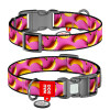 Ошейник для собак нейлоновый WAUDOG Nylon с QR паспортом, рисунок "Бананы на розовом", пластиковый фастекс L 33-49 см