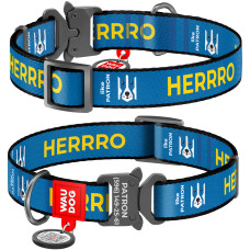 Нашийник для собак нейлоновий WAUDOG Nylon c QR паспортом, малюнок "Патрон", металева пряжка-фастекс, M, Ш 20 мм, Дл 24-40 см