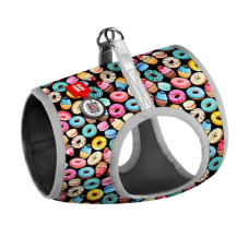 Шлея WAUDOG с QR паспортом, рисунок "Пончики" XS1 24-27см