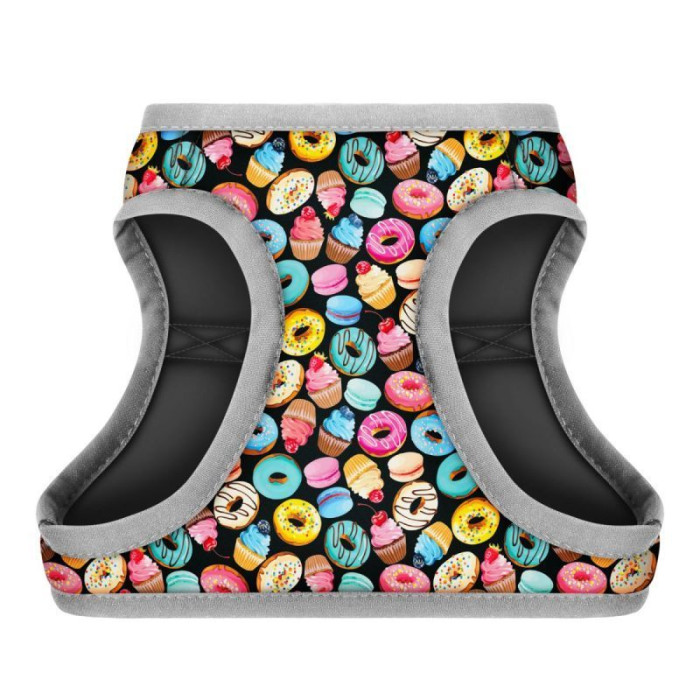 Шлея WAUDOG с QR паспортом, рисунок "Пончики" S2 46-50см