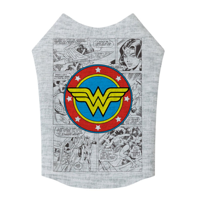 Майка для собак WAUDOG Clothes, рисунок "Чудо-женщина комикс", M45, B 64-70 см, С 35-40 см