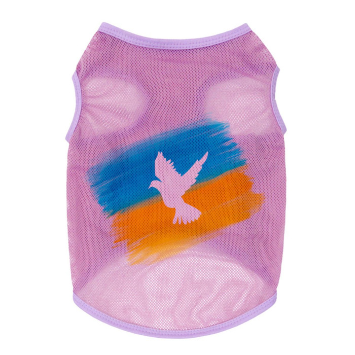 Майка для собак WAUDOG Clothes рисунок "Флаг", сетка, M, B 38-41 см, C 20-23 см, розовый