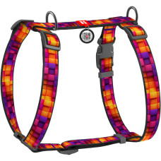 Шлея для собак анатомическая H-образная WAUDOG Nylon с QR-паспортом, рисунок "Кубы 3Д", пластиковый фастекс, М, Ш 20 мм, А 40-70, В 50-80