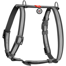 Шлея для собак водостойкая анатомическая Н-образная WAUDOG Waterproof с QR-паспортом, светоотражающая, пластиковая пряжка-фастекс, XL, Ш 40 мм, А60-98 см, В 69-110 см, серый