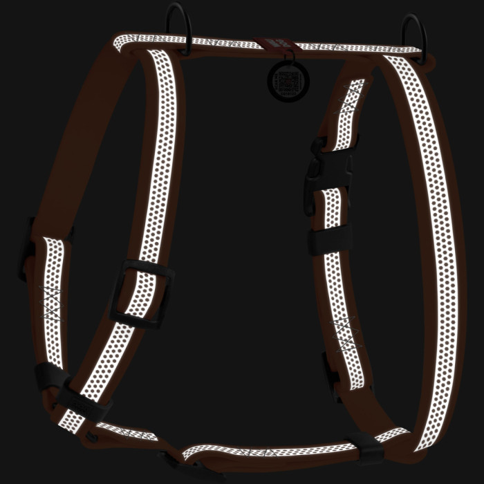 Шлея для собак водостійка анатомічна Н-подібна WAUDOG Waterproof з QR-паспортом, світловідбивна, пластикова пряжка-фастекс, М, Ш 20 мм, А 40-66 см, В 50-80 см, помаранчевий