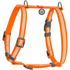 Шлея для собак водостойкая анатомическая Н-образная WAUDOG Waterproof с QR-паспортом, светоотражающая, пластиковая пряжка-фастекс, XL, Ш 40 мм, А 60-98 см, В 69-110 см, оранжевый