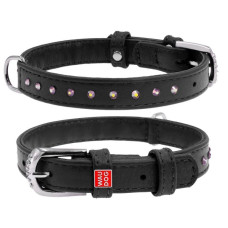 Ошейник WAUDOG Glamour с клеевыми стразами, Черный XS3 21-29  см