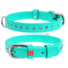 Ошейник WAUDOG Glamour с клеевыми стразами, Ментол XS3 21-29  см