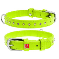 Ошейник WAUDOG Glamour с клеевыми стразами, Салатовый XS3 21-29  см
