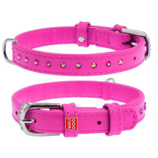 Ошейник WAUDOG Glamour с клеевыми стразами, Розовый XS3 21-29  см
