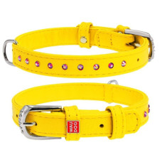 Ошейник WAUDOG Glamour с клеевыми стразами, Желтый XS3 21-29  см