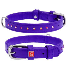 Ошейник WAUDOG Glamour с клеевыми стразами, Фиолетовый XS3 21-29  см