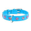 Ошейник WAUDOG Glamour с клеевыми стразами "Цветочек", голубой XS3 21-29  см