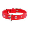 Ошейник WAUDOG Glamour с клеевыми стразами "Цветочек", красный XS3 21-29  см