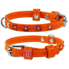 Нашийник WAUDOG Glamour з клейовими стразами "Квіточка", помаранчевий XXS 18-21 см