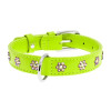 Ошейник WAUDOG Glamour с клеевыми стразами "Цветочек", салатовый XS3 21-29  см