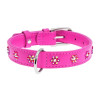 Ошейник WAUDOG Glamour с клеевыми стразами "Цветочек", розовый XS1 18-21 см
