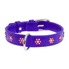 Ошейник WAUDOG Glamour с клеевыми стразами "Цветочек", фиолетовый XS3 21-29  см