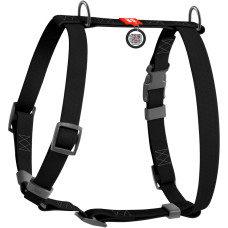 Шлея для собак водостойкая анатомическая Н-образная WAUDOG Waterproof с QR-паспортом, пластиковая пряжка-фастекс, XL, Ш 40 мм, А 60-98 см, В 69-110 см, черный