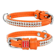 Ошейник WAUDOG Glamour "Полотно стразы", оранжевый XS1 18-21 см