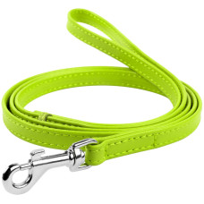 Поводок для собак кожаный WAUDOG Glamour, салатовый XS 122 см