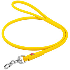 Поводок для собак кожаный WAUDOG Glamour, круглый, жёлтый XS3 122 см