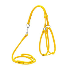 Шлея кругла WAUDOG Glamour з повідцем для котів та дрібних собак, жовта XXS 30-50 см 26-46 см 105 см