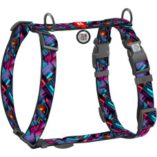Шлея для собак анатомічна H-подібна WAUDOG Nylon з QR-паспортом, малюнок "Нескінченні світи", пластиковий фастекс, S, Ш 15 мм, A 30-40, B 30-50