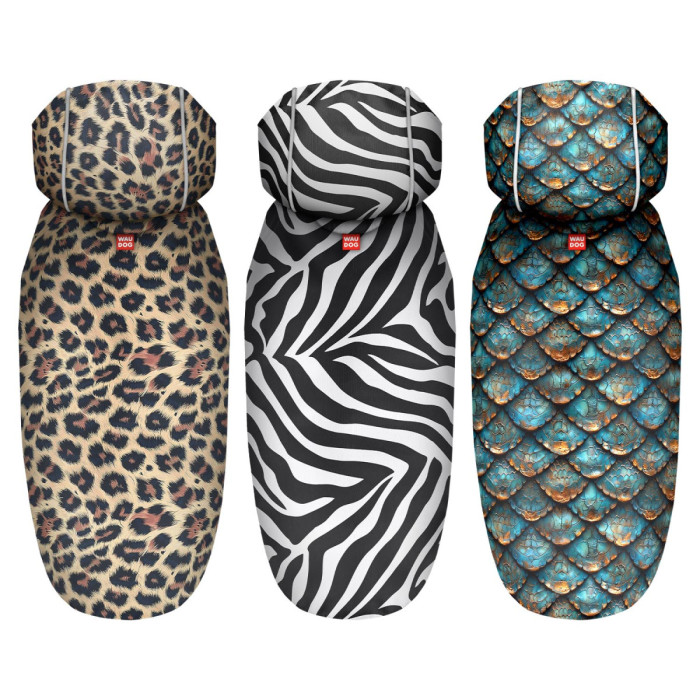 Дождевик-накидка с капюшоном для собак WAUDOG Clothes, рисунок "Зебра", S - А 32-35 см, B 41-52 см, С 26-33 см