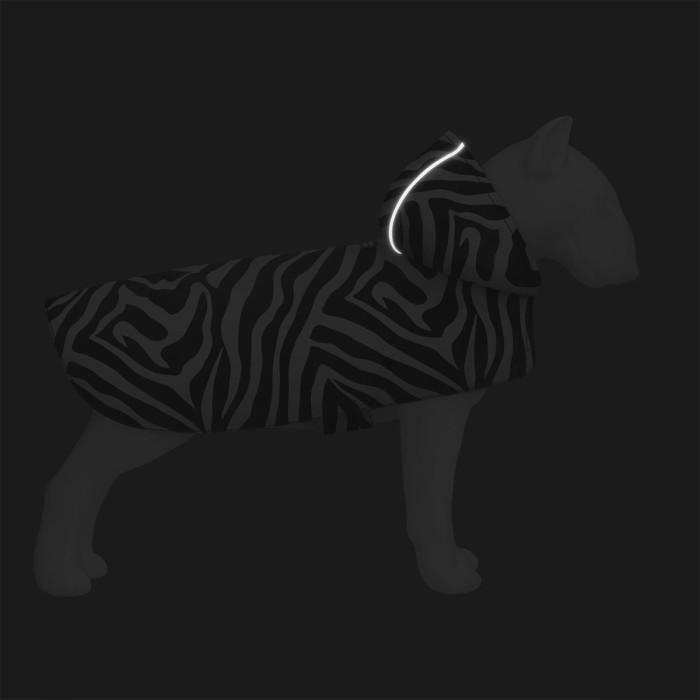 Дождевик-накидка с капюшоном для собак WAUDOG Clothes, рисунок "Зебра", S - А 32-35 см, B 41-52 см, С 26-33 см