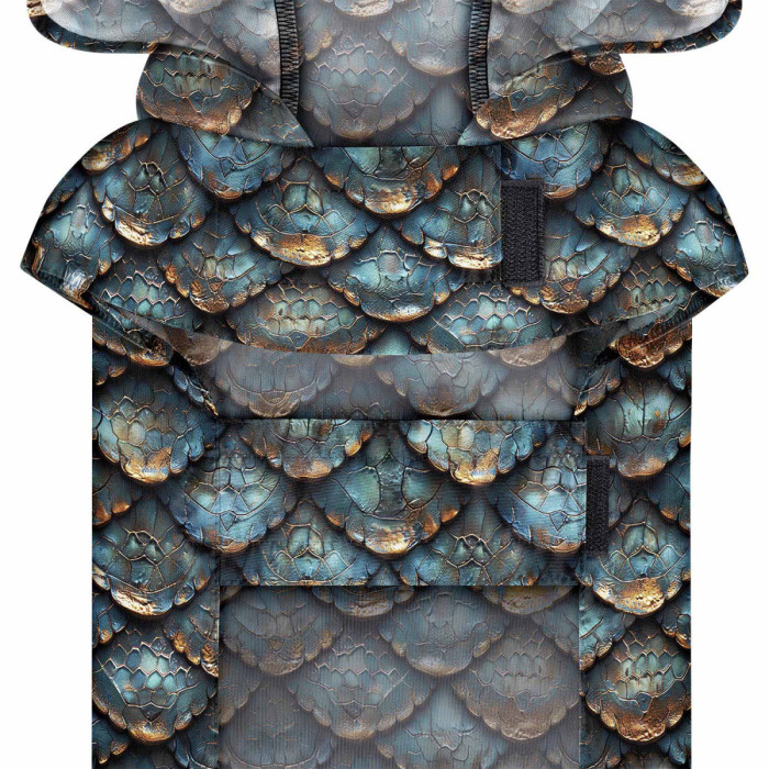 Дождевик-накидка с капюшоном для собак WAUDOG Clothes, рисунок "Луска", M - А 40-43 см, B 52-62 см, С 33-42 см